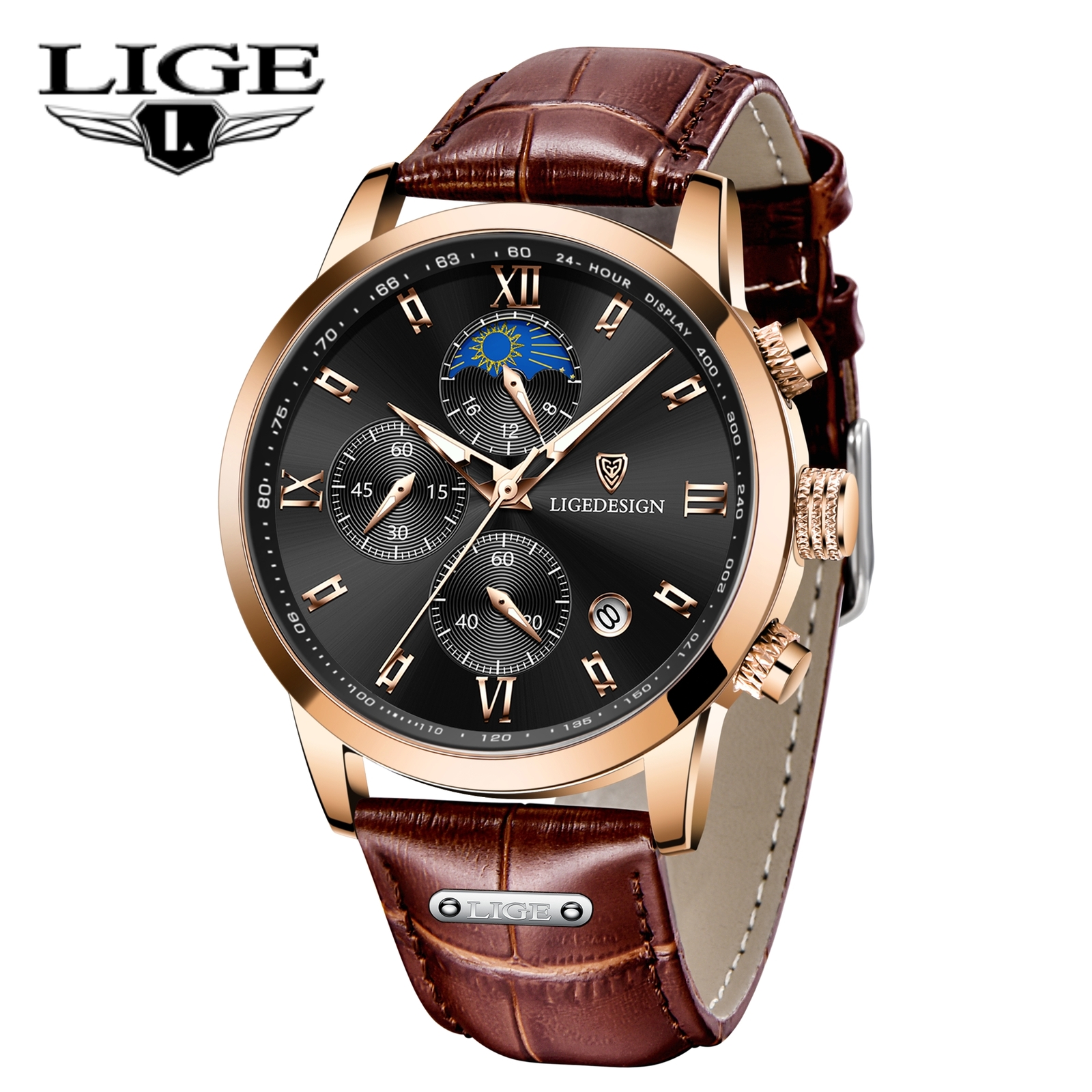 Montre homme en cuir pour le bureau et les sorties décontractées