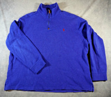 Polo Ralph Lauren Sweater Mens XL Extra Large Blue Quarter Zip Long Sleeve
