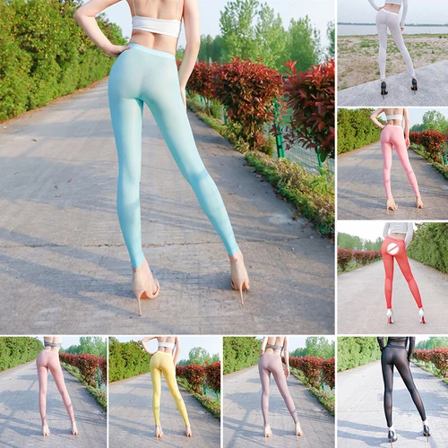 Pantaloni lunghi donna trasparenti elasticizzati trasparenti ultra sottili leggings skinny - Foto 2 di 23