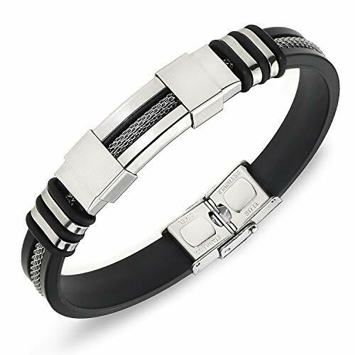 Bracelet homme silicone et acier inoxydable ajustable à chaque poignet