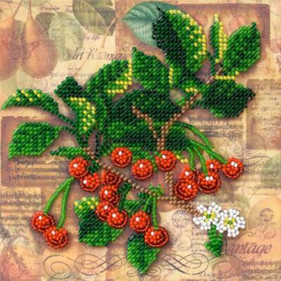 Mini Bead embroidery kit A sprig of cherry DIY Embroidery Kit beadwork pattern