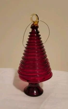 Blenko Furnace Urbini Ruby with Topaz Christmas Tree Ornament by Matt Urban 