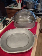 Vintage Guardian Service 3Pc Aluminum Oval Serving Dish/Roaster Lid/Platter Rare