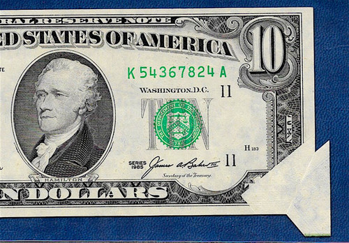 1985 $10 ERROR ♚♚Pre-Face PRINT FOLDOVER♚♚ PCGS ABOUT NEW 50 PPQ - Picture 2 of 4
