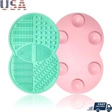 Silicone Makeup Brush Cleaning Mat 2 Pcs W/ Suction Cups Soft Durable Cleaner US