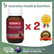 2 x FUSION HEALTH IRON ADVANCED 30 TABLETS + FREE SAME DAY SHIPPING