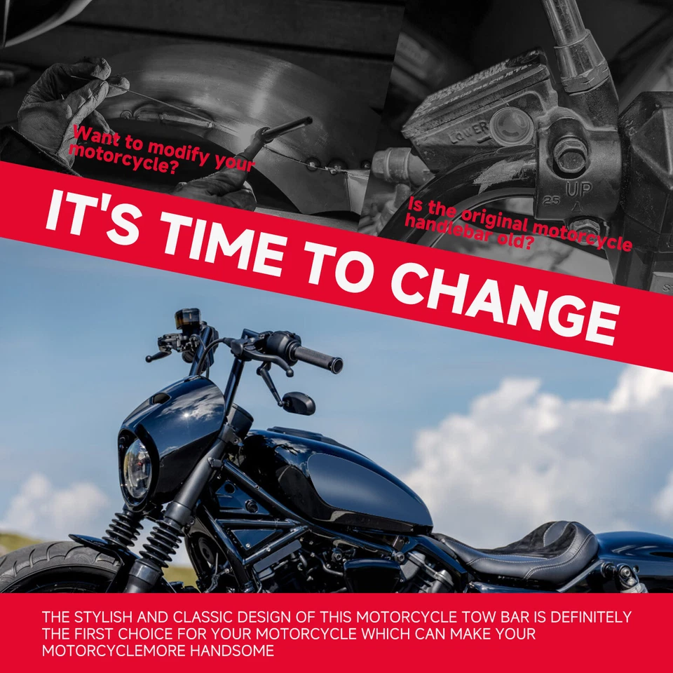 For Kawasaki Vulcan 900 1500 Black Motorcycle Z-Bar Handlebar 1" Drag Bars 25mm - Image 4 of 4