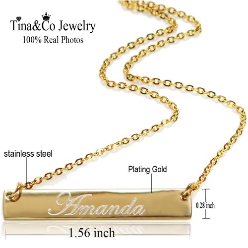 Individuelle Namensleiste Halskette - Gold, Silber, Roségold - Gratis Gravur Geschenk - Bild 4 von 12