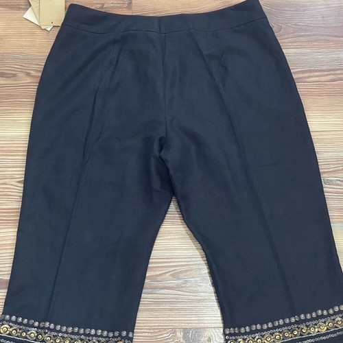 New Coldwater Creek 14P "Beaded Hem Crop" Black Cropped Beaded 493 - Picture 6 of 10