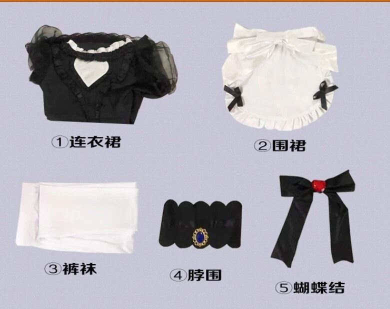 Fantasia cosplay feminina anime quente uniforme quadrinhos punk festa vestido de empregada doméstica terno - Imagem 3 de 4