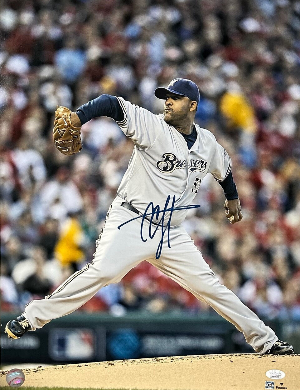 Brewers Superstar Pitcher CC SABATHIA Signed 16x20 Photo #2 AUTO - JSA