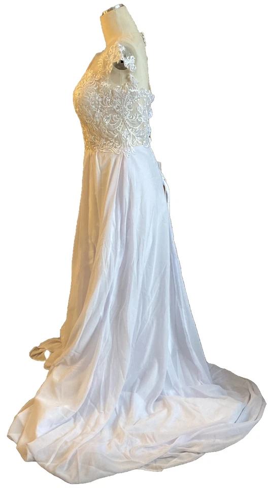 Vestido de novia Warm Notices O/S vestido blanco lentejuelas adornado corsé abertura nuevo con etiquetas Foto 3 de 4