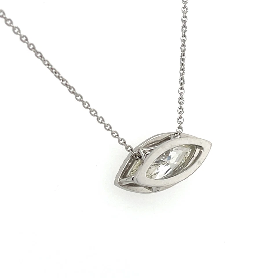 КУЛОН МАРКИЗА С НАТУРАЛЬНЫМ БРИЛЛИАНТОМ С БРИЛЛИАНТОВЫМ ОРЕОЛОМ НАБОР ИЗ ПЛАТИНЫ - Изображение 3 из 3