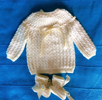 Other Baby Toddler Clothing Nouveau Bebe Brassiere Chaussons Naissance Ecru Rubans Laine Hypoallergenique Clothing Shoes Accessories