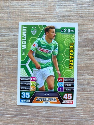 Match Attax Extra 14/15 - 537 - Tom WEILANDT- 2. Bundesliga Torjäger
