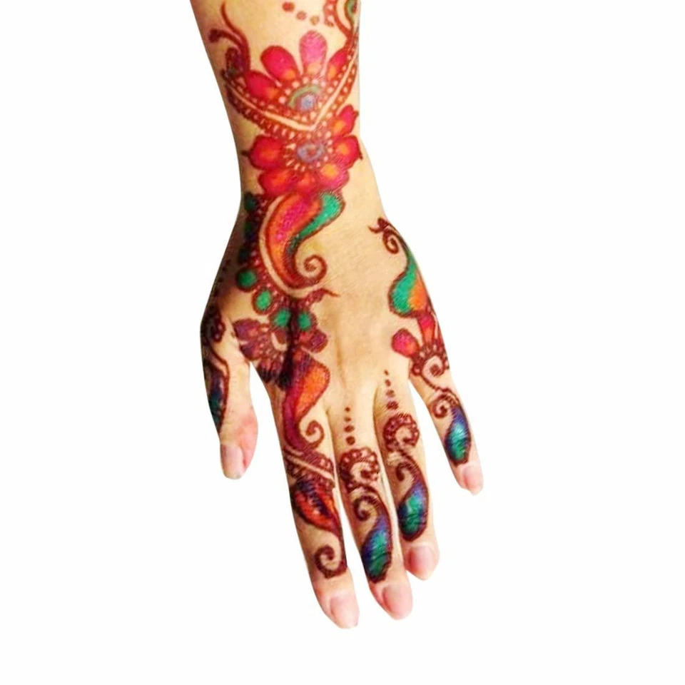 Golecha Multicolor Henna Mehandi Temporary Tattoo Body Art - 12 Cones II US Ship - Image 2 of 3