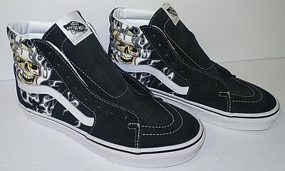 New Vans Sk8 Hi Flame Skull Size 7.5 And Women Size 9