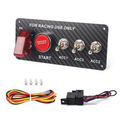 Carbon Fiber 12V 5 in 1 Ignition Switch Panel with Push Button Start, Toggle ...