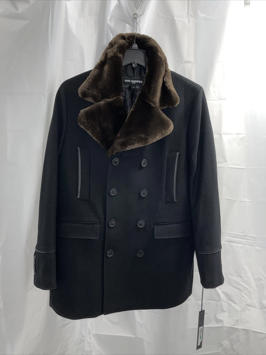 Fur collar double breasted coat sale