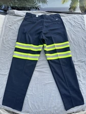 2 Cintas comfort flex High Visibility Navy Blue Safety Work pants 34x32 59945-20