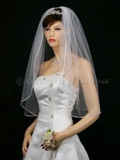 1T Ivory Bridal Elbow Length 1/8" Ribbon Edge Wedding Veil