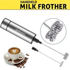 Electric Coffee Beater Handheld Shake Mixer Single Double Whisk Milk Frother UK