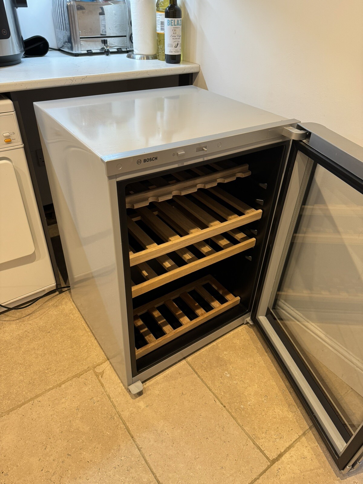 Bosch Wine Cooler Fridge KTW18V80GB Silver Glass door H 84cm Good