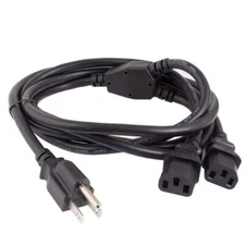10ft 16 AWG Universal Power Cord Splitter Cable NEMA 5-15P to IEC320 C13 x 2 ...