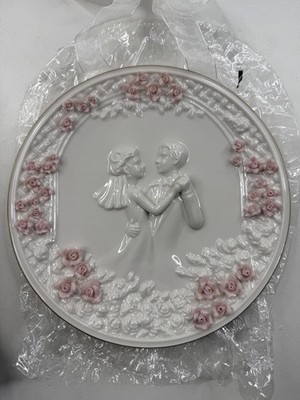 Princess House Wedding Plate 2332 Bride Groom Pink Roses Wall Decor NEW IN BOX