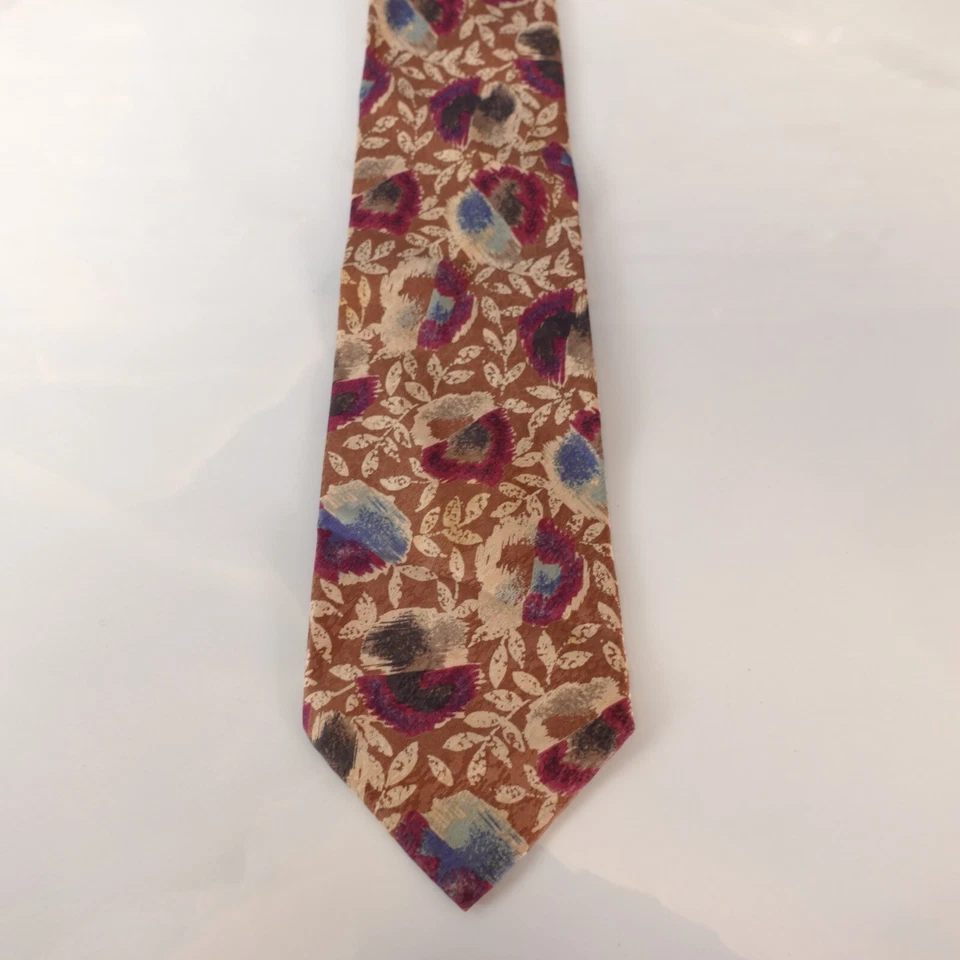 Corbata Floral Hombre Beige Marrón Botánica Corbata Boho Diseñador Parisino RENOMA Foto 2 de 4