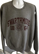 Swarthmore College Sweatshirt Mens Large Pro Weave Crewneck Pullover 1864