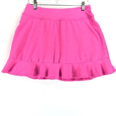 Beyond Yoga Dare to Flare Ruffle Skort Women's L Pink Poly Blend Knit 2 Pocket