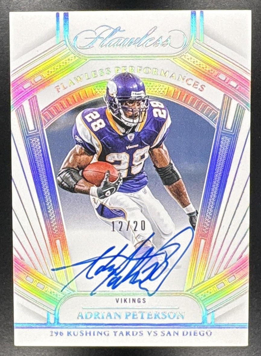Adrian Peterson 2024 Panini Flawless Performances Auto Silver /20 Vikings KG