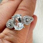 925 Sterling Silver Ring 7x5mm Natural Aquamarine Gemstone Women Handmade Bow — photo 9