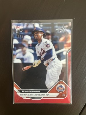 2025 Topps Now All-Star Game Francisco Lindor Red Foil Parallel Mets SSP #'d 5/5