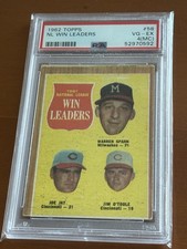 1962 Topps - Warren Spahn, Mike McCormick, Curt Simmons #56 Graded PSA 4