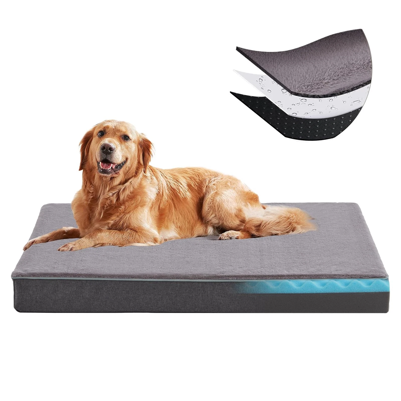 Orthopedic Memory Foam Dog Bed,Cooling Dog Beds for Large Dogs, Washable Pet ...