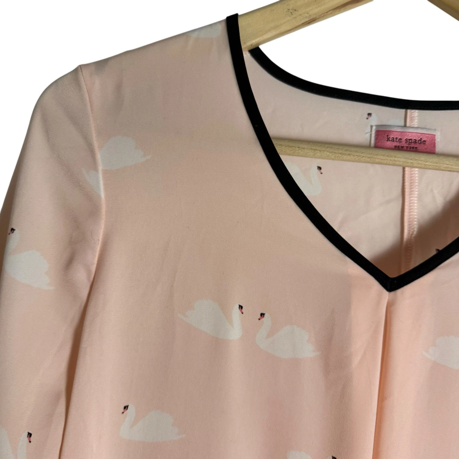 Camicia da notte Kate Spade New York rosa stampa cigno trasparente caftano abito da salotto taglia M