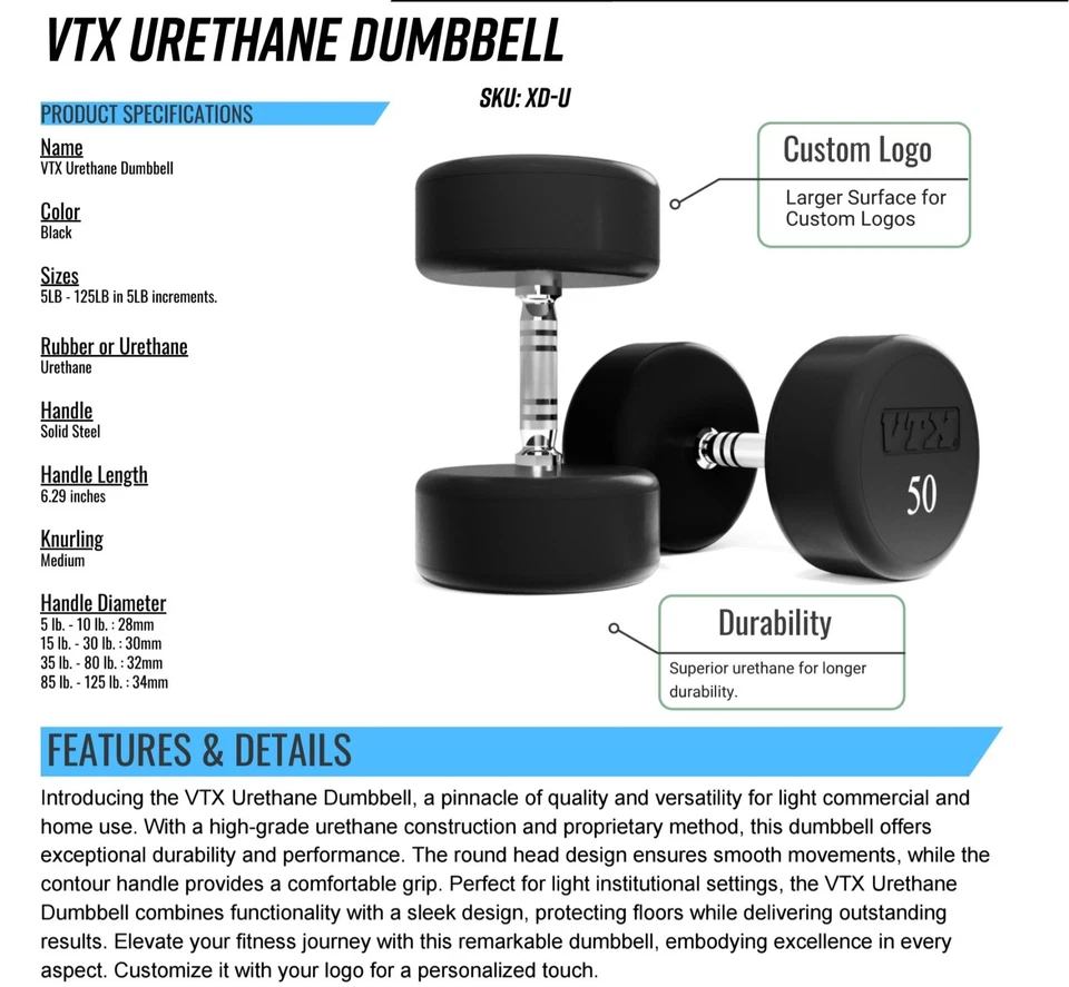 JUEGO DE MANCUERNAS DE URETANO TROY VTX 5 LB-100 LB VER DESCRIPCIÓN COMPLETA $4,995* - $6,995 Foto 4 de 4