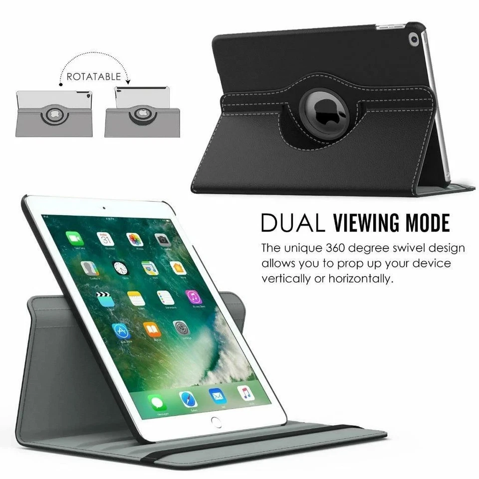 360 Rotating Leather Folio Case Cover Stand for iPad 2 3 4 Mini 4 5 Air 9.7 10.2 - Image 4 of 4