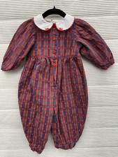 Oshkosh Vintage Baby Apple Romper One Piece Woven Peter Pan Collar Size 12 Mo
