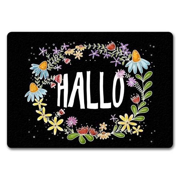 Hallo FußMatte Randlos Mit Blumen Motiv FußMatte Fussmatte FußAbtreter-image