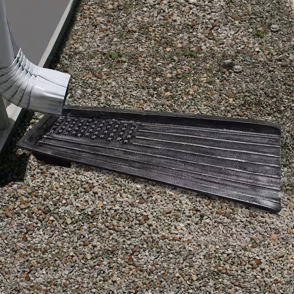 Canaleta bajadora de aluminio fundido bandera patriótica plateada de Estados Unidos 24 pulgadas Splash Block Foto 2 de 4