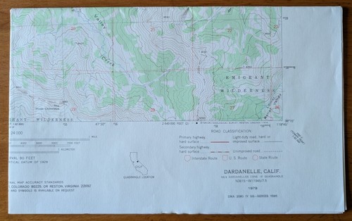 USGS Topo Map 7.5' Quad Dardanelle, Calif. N3807.5-W11945/7.5 (1979)