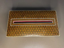 Antique Central Slot Box Zipper Opening, Red Fabric Interior