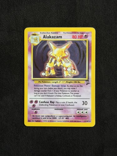 Pokémon TCG Alakazam Base Set 2 Holo Rare Card 1/130 Swirl
