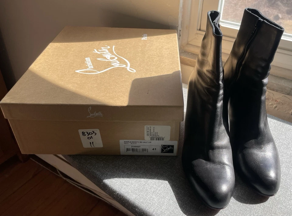 Christian Louboutin Botín Simple 85 Becerro VIP Cuero Negro Talla 41/11 Foto 3 de 4