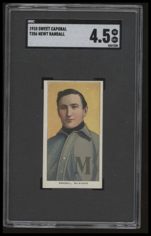 1909 T206 NEWT RANDALL VG-EX+ SWEET CAPORAL 350 SGC 4.5 MILWAUKEE BREWERS