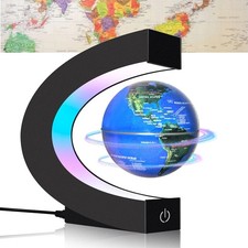 84mm Magnet Schwebeglobus Weltkugel Globus schwebend Erdglobus LED Lampe Blau DE