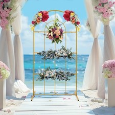 Gold Metal Arch Stand for Weddings, Parties, and Events - Easy to Assemble